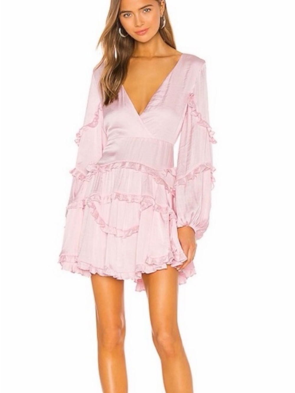 Bardot Light Pink Ruffle Tiered Mini Dress - Women